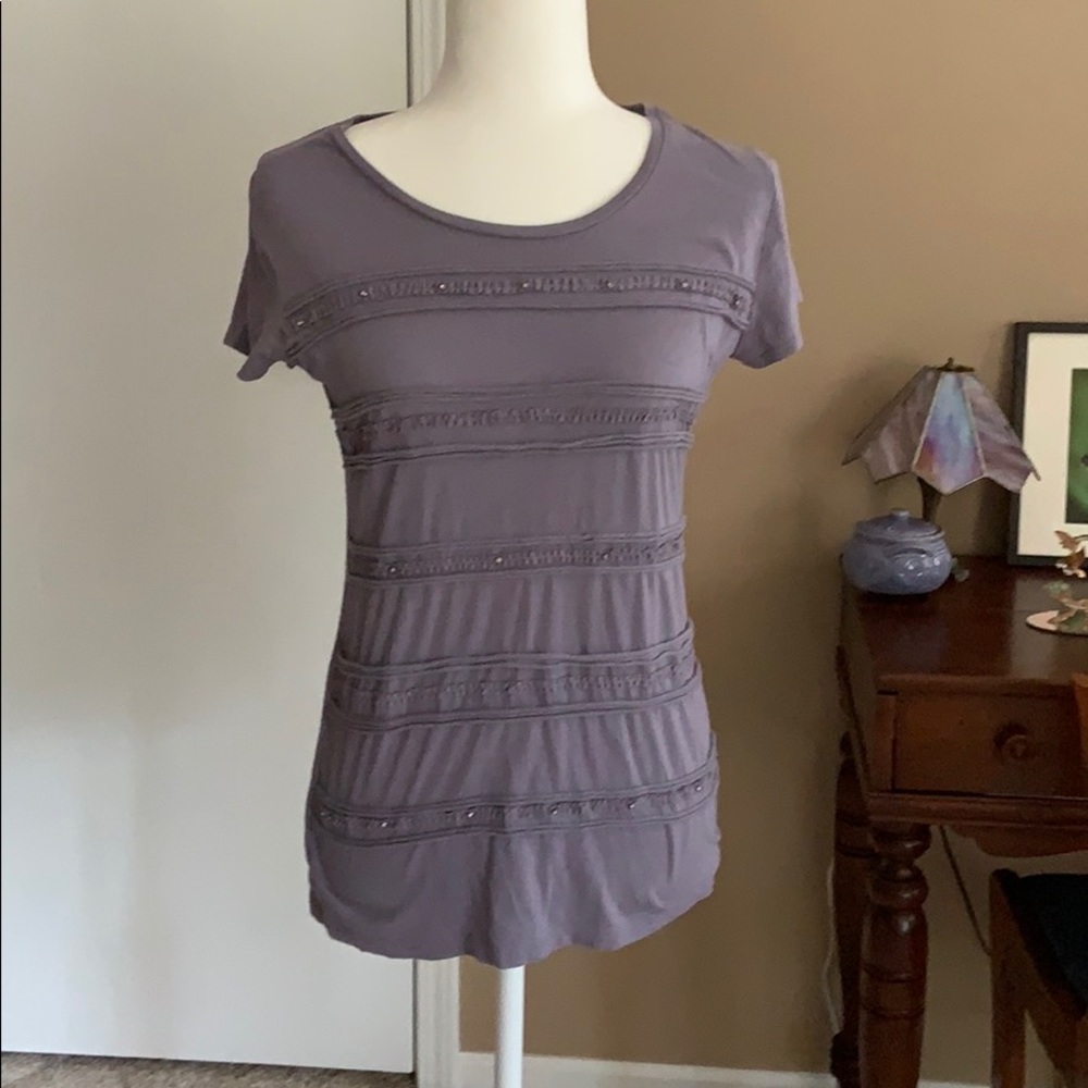 Ann Taylor Lavender Embellished Top